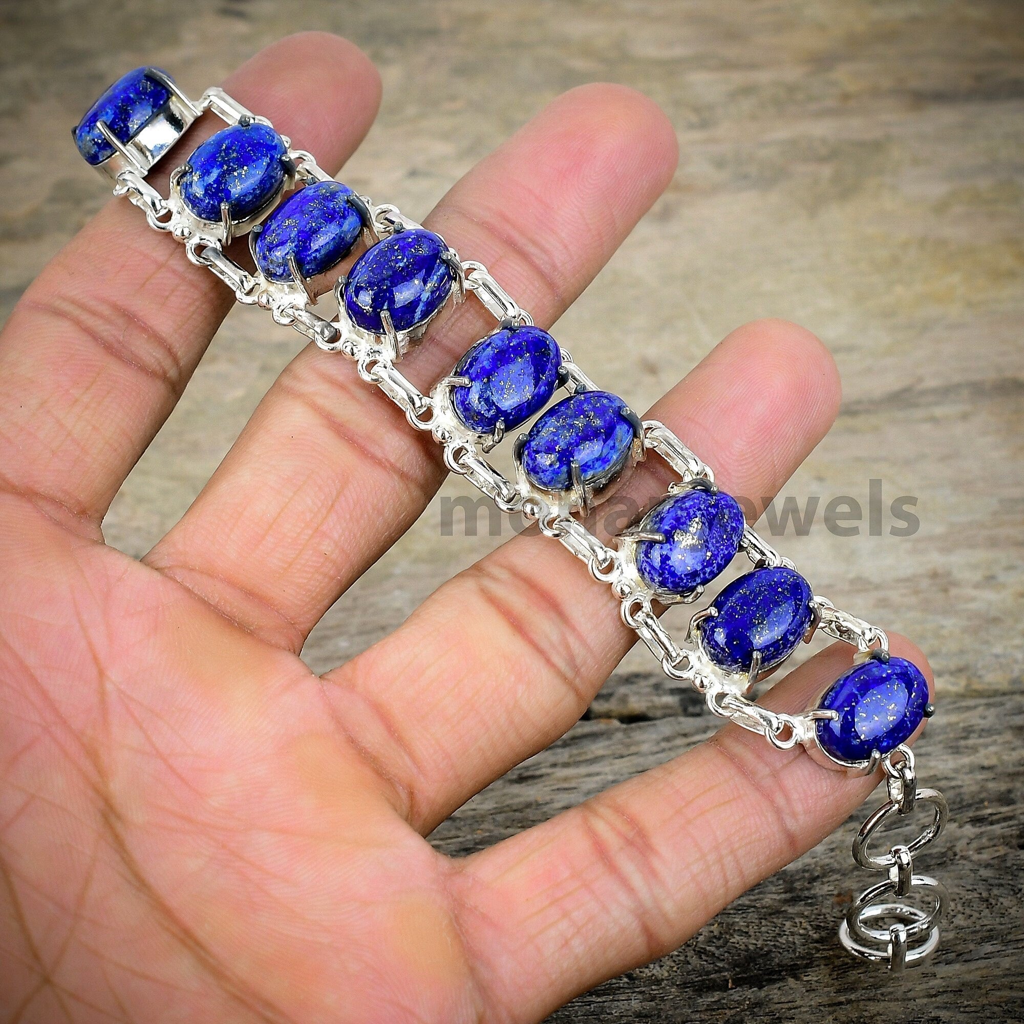 Lapis Lazuli Bracelet - Gemstone Silver Plated Bracelet - Chakra Bracelet - Healing Stone Bracelet - Protective Bracelet - Anniversary Gift