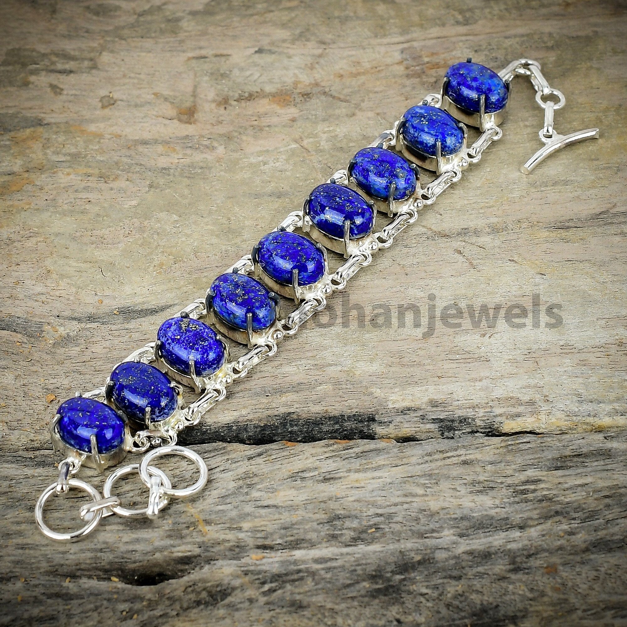 Lapis Lazuli Bracelet - Gemstone Silver Plated Bracelet - Chakra Bracelet - Healing Stone Bracelet - Protective Bracelet - Anniversary Gift