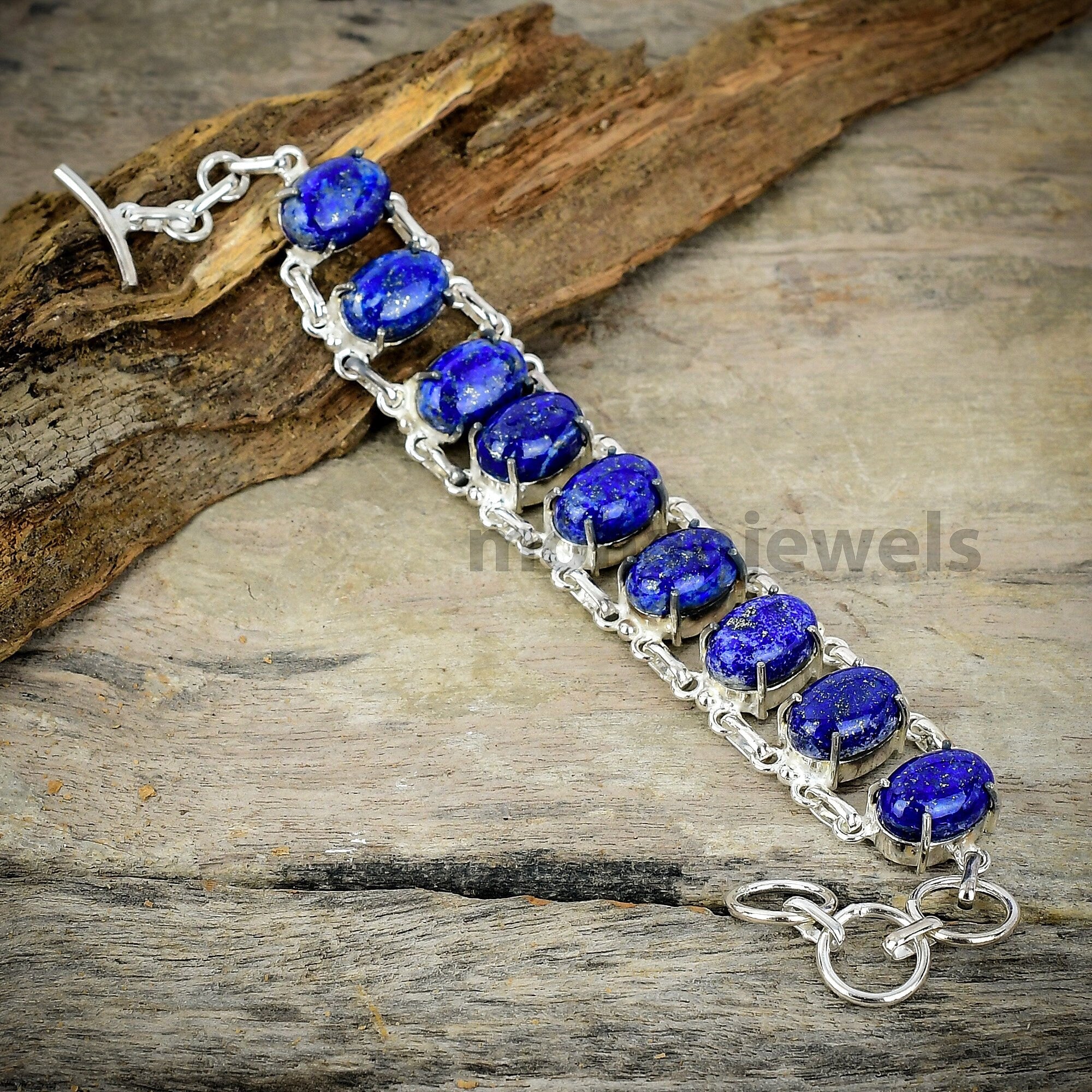 Lapis Lazuli Bracelet - Gemstone Silver Plated Bracelet - Chakra Bracelet - Healing Stone Bracelet - Protective Bracelet - Anniversary Gift