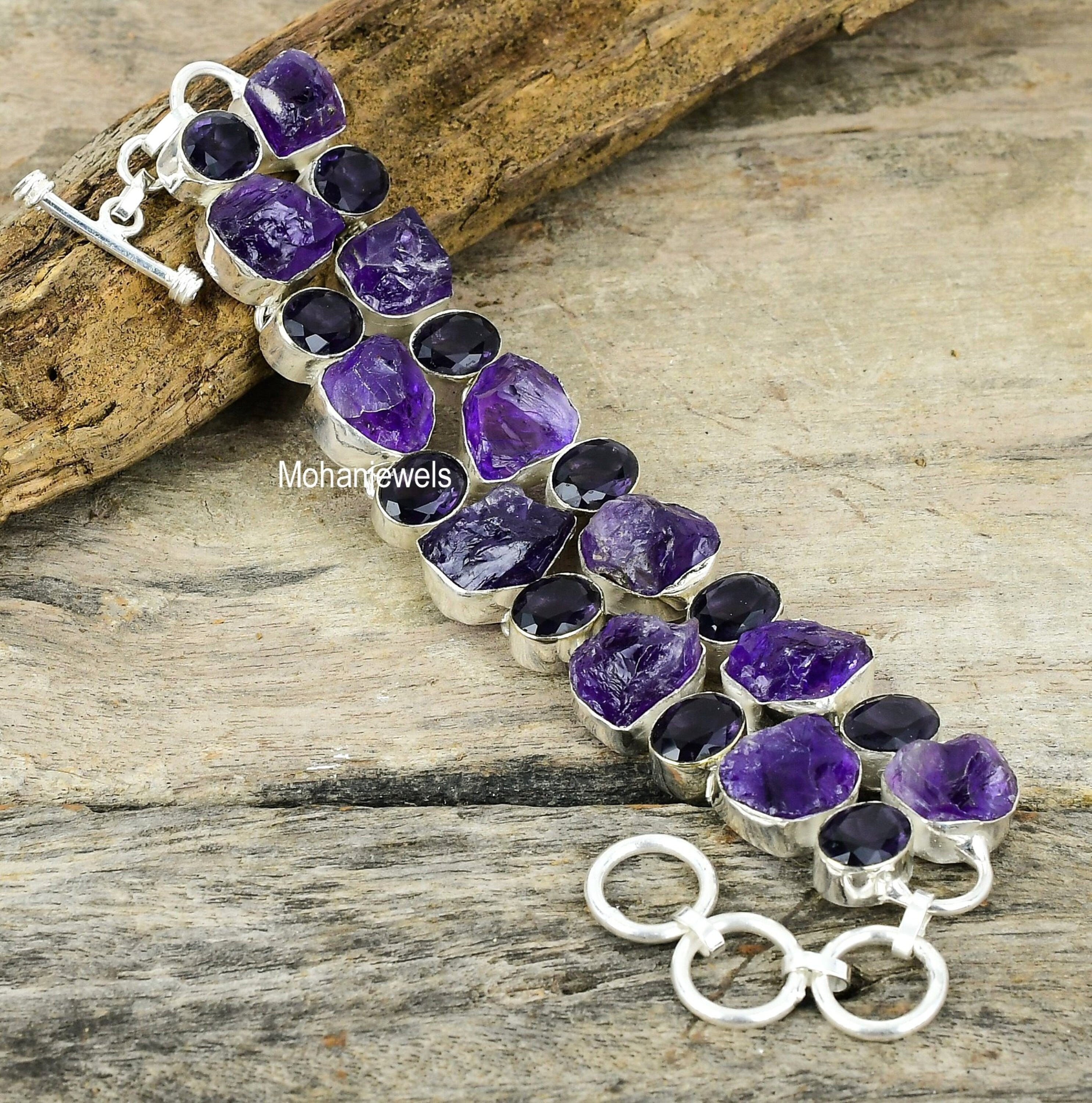 Amethyst Druzy Bracelet, Raw Amethyst Quartz Silver Plated Bracelet, Calming Bracelet, Handmade Jewelry, Birthstone Jewelry, Gift For Her