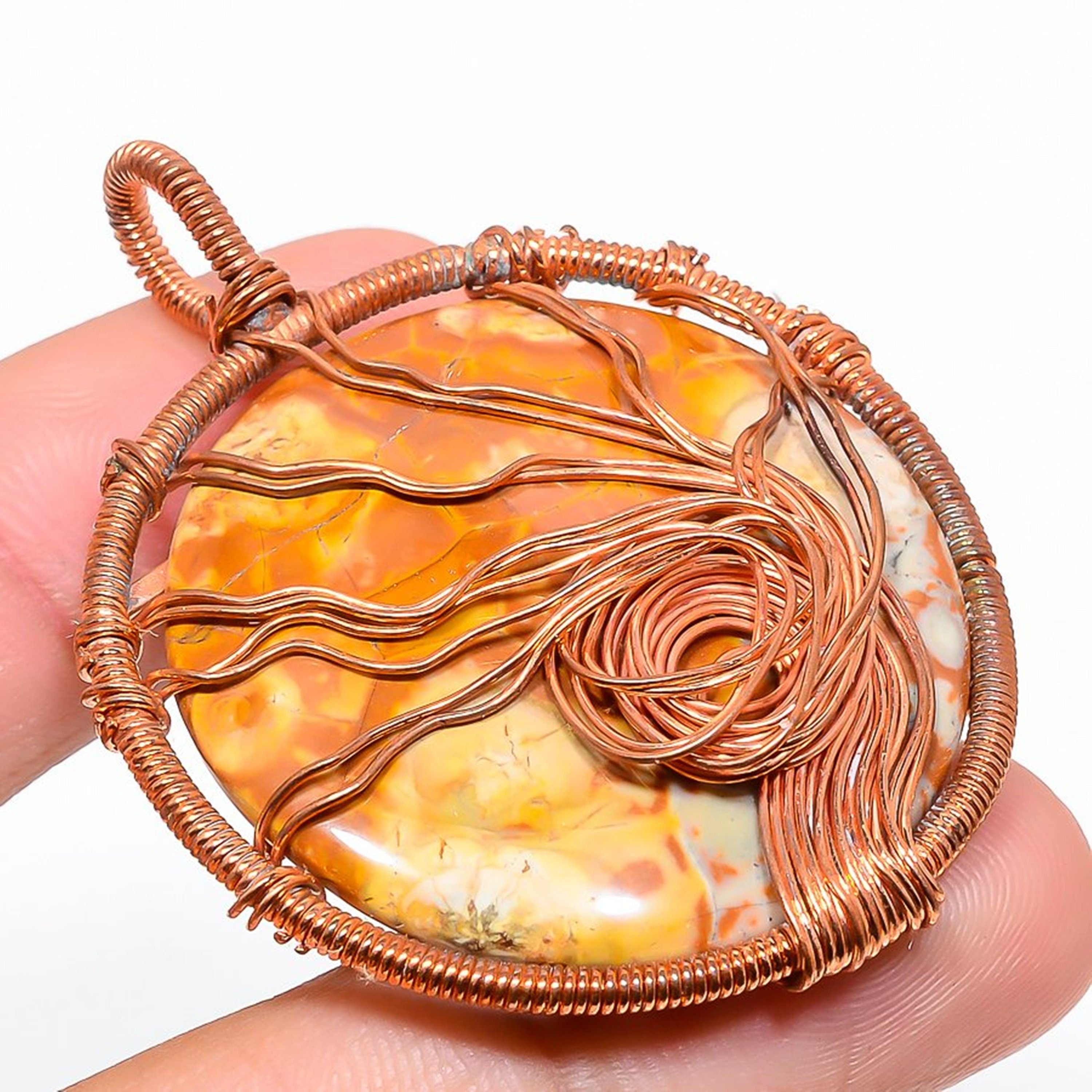 Tree of Life Noreena Jasper Pendant, Copper Wire Wrapped Gemstone Pendant, Handmade Copper Jewelry, Fashion Designer Necklace, Wedding Gift