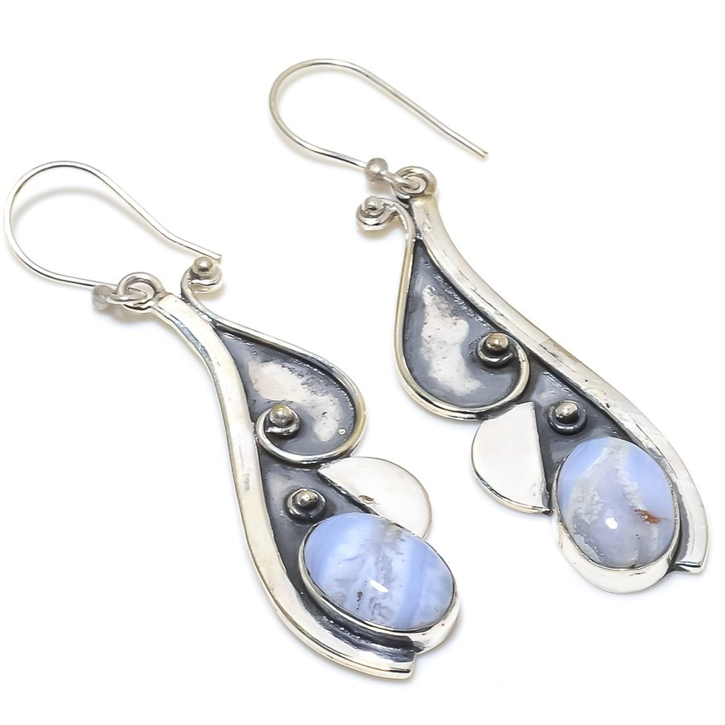 Labradorite Moonstone Malachite Silver Dangle Earrings, Handmade Gemstone Earrings, Healing Stone, Birthstone Jewelry, Designer Jewelry