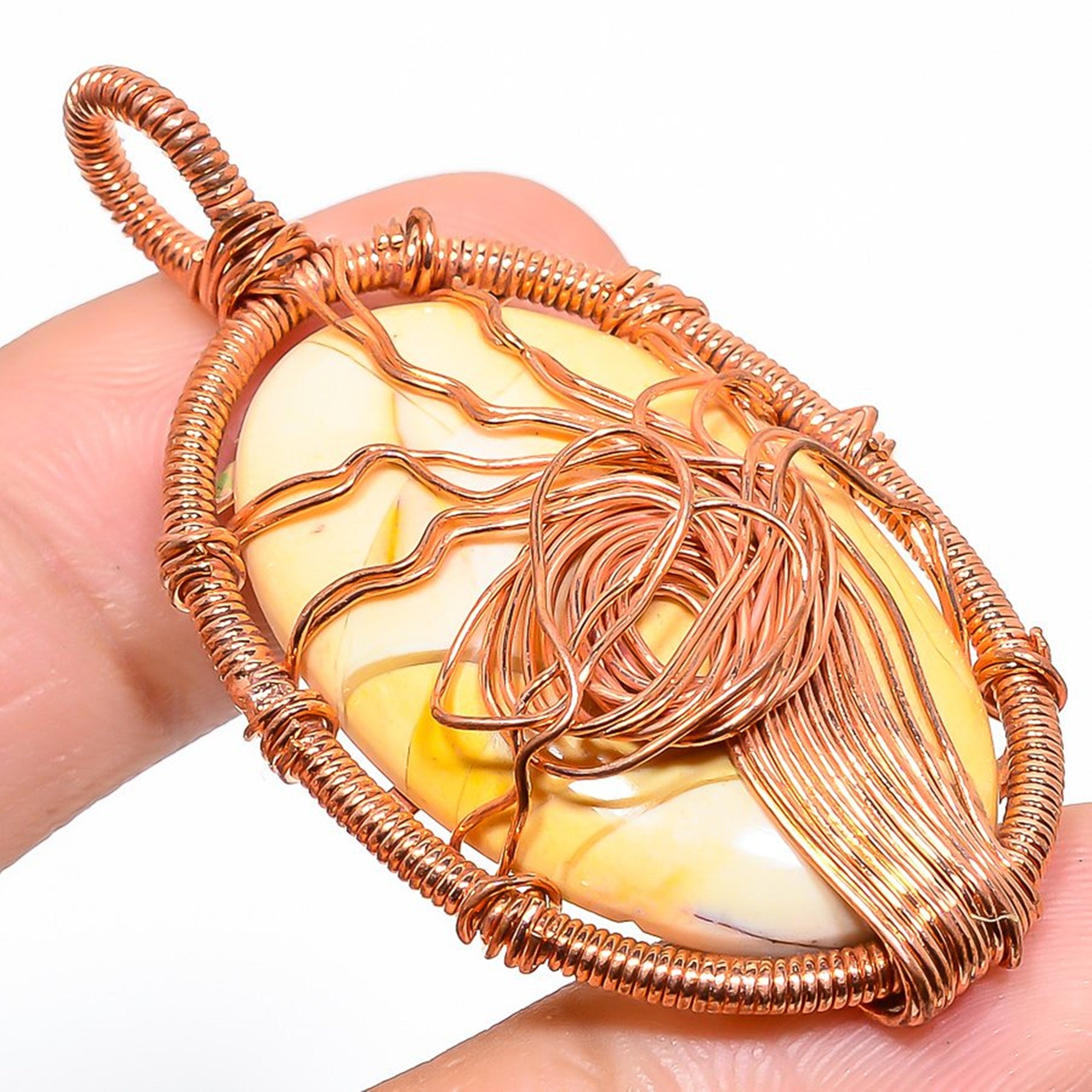 Brecciated Jasper Pendant, Copper Wire Wrapped Gemstone Pendant, Handmade Copper Jewelry, Wrapping Stone Necklace, Wedding Gift Jewelry