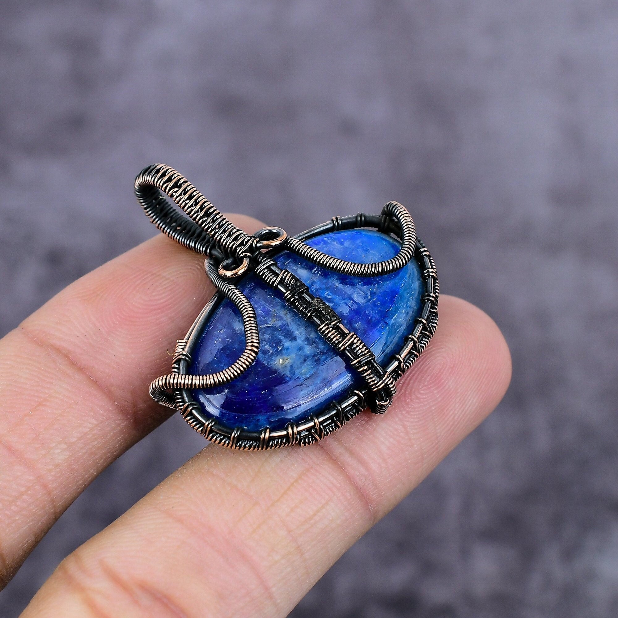 Kyanite Copper Wire Wrap Pendant, Handmade Gemstone Pendant, Copper Wire Wrapped Jewelry, Vintage Pendant, Blue Kyanite Jewelry Gift For Her