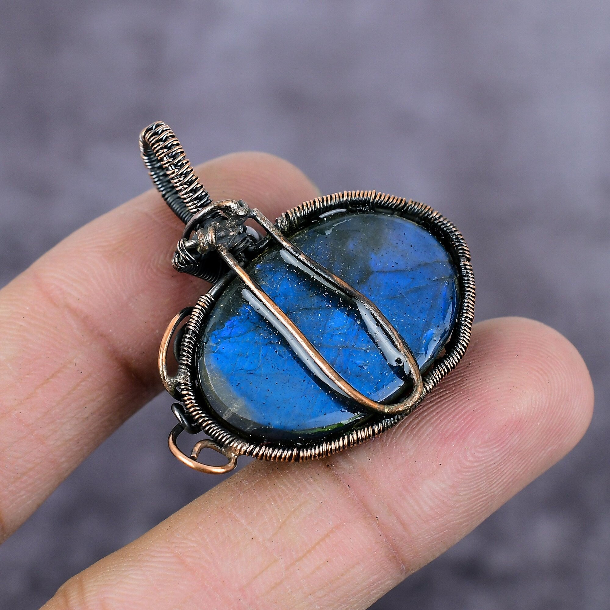 Labradorite Pendant, Copper Wire Wrapped Pendant, Handmade Gemstone Jewelry, Labradorite Jewelry, Wire Wrap Jewelry, Gift For Her