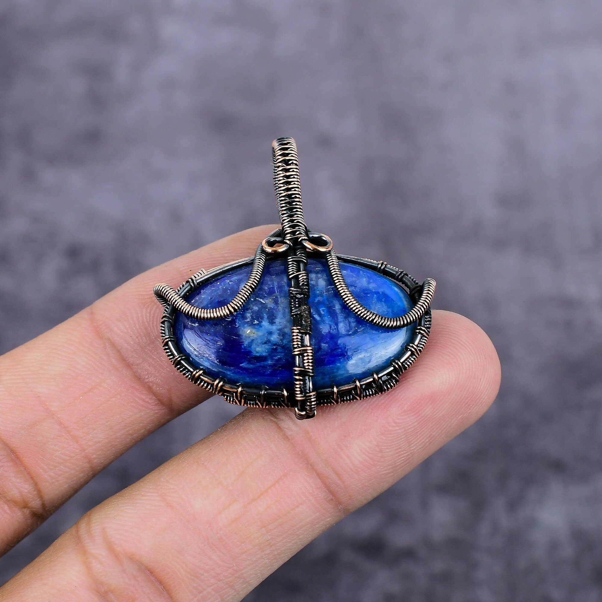 Kyanite Copper Wire Wrap Pendant, Handmade Gemstone Pendant, Copper Wire Wrapped Jewelry, Vintage Pendant, Blue Kyanite Jewelry Gift For Her