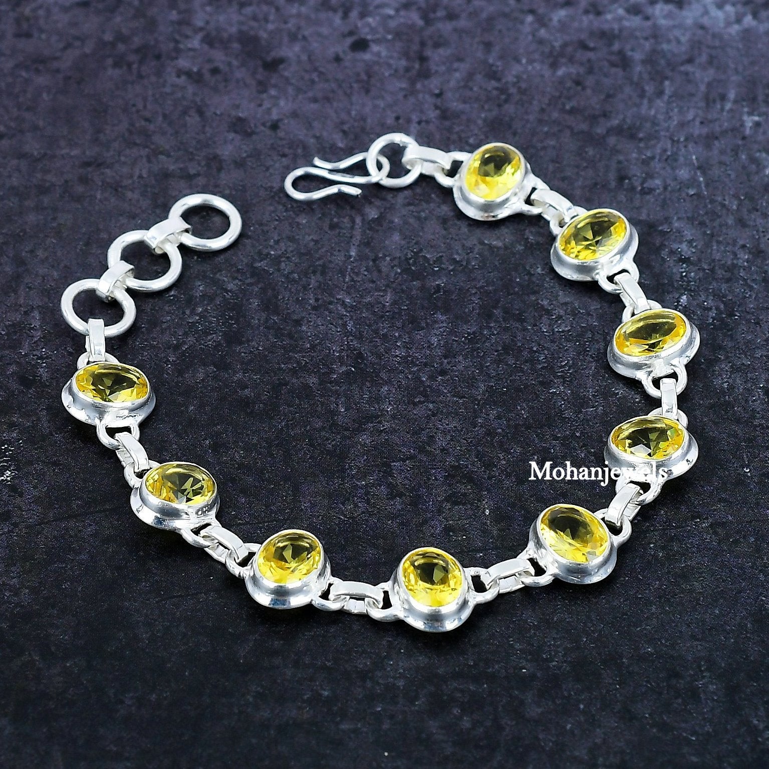 Citrine Bracelet, Citrine 925 silver Bracelet Jewelry, Yellow Stone Bracelet, 8*10 MM Oval Handmade Bracelet, Anniversary Gift Jewelry