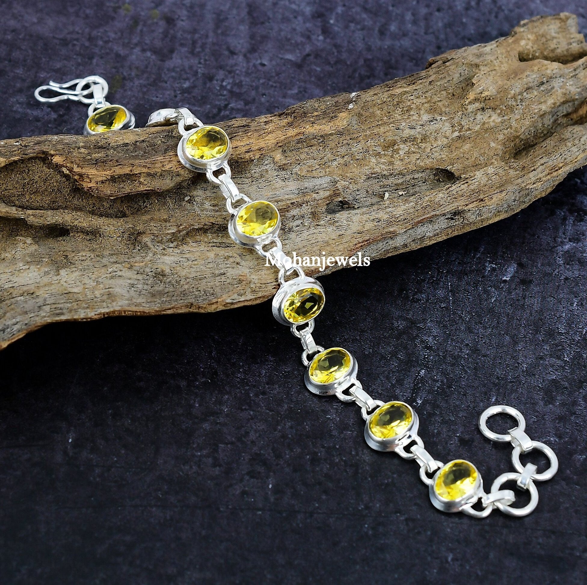 Citrine Bracelet, Citrine 925 silver Bracelet Jewelry, Yellow Stone Bracelet, 8*10 MM Oval Handmade Bracelet, Anniversary Gift Jewelry