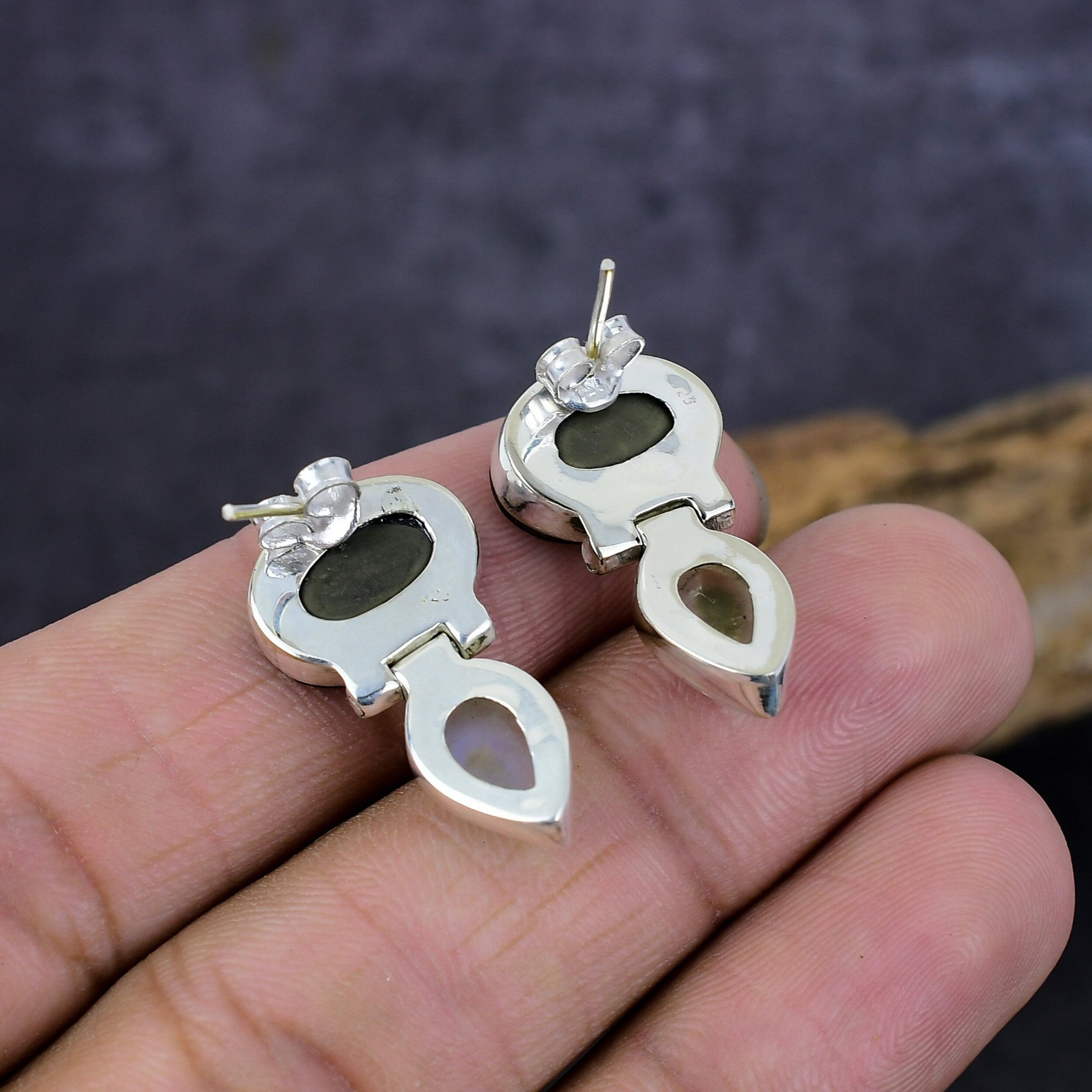 Abalone Earrings, Abalone Puha Shell Moonstone Silver Earrings, Small Stud Earring, Boho Earrings, Unique Anniversary Gift's For Girl's