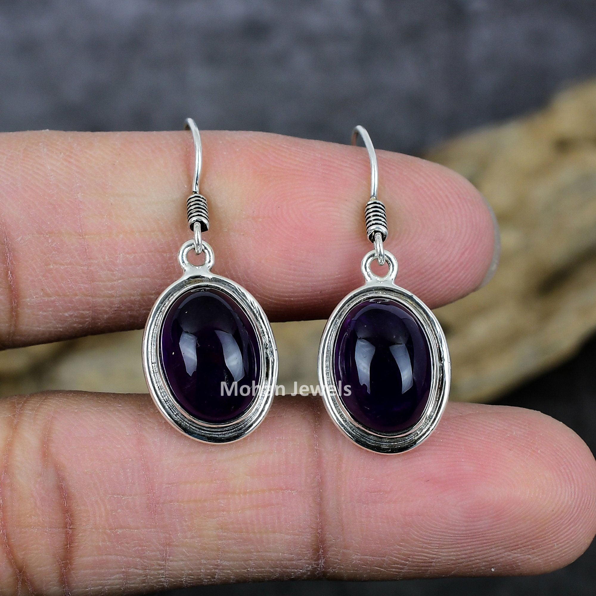 Amethyst Earrings, Silver Plated Handmade Earring, Natural Amethyst Silver Earrings, Healing Gemstone, Birthstone Jewelry, Gift for Mom