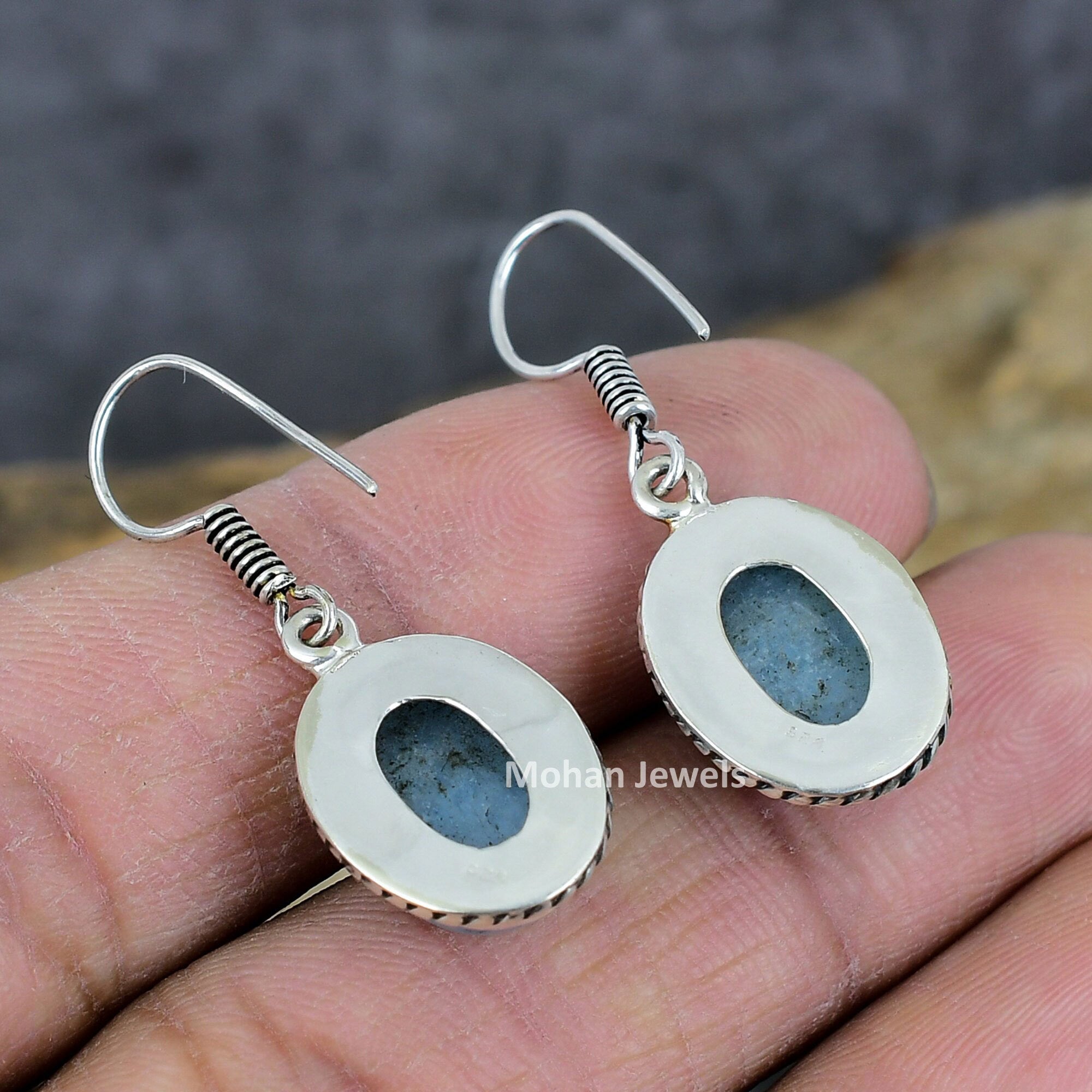 Aquamarine Earrings, Silver Plated Handmade Earring, Natural Aquamarine Gemstone Silver Earrings, Healing Crystal, Daily Wear Jewelry