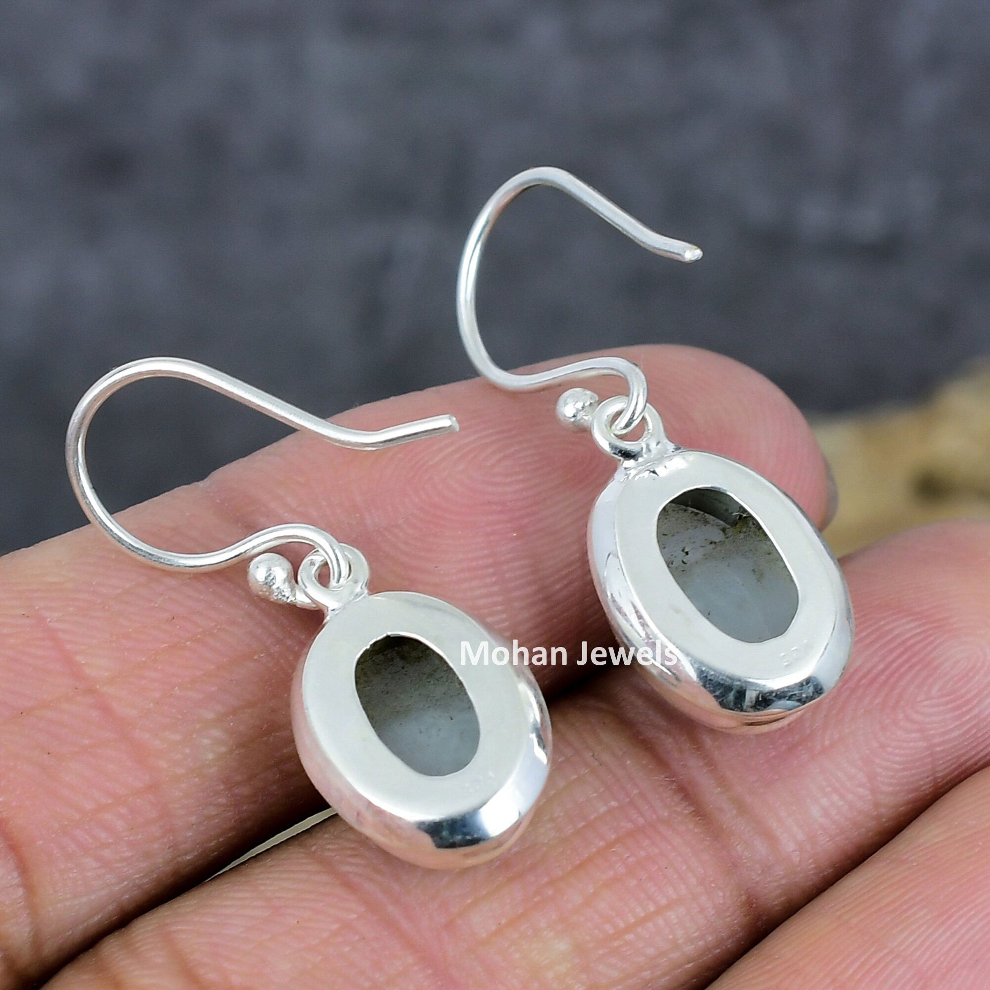 Angelite Earrings, Natural Angelite Gemstone Silver Plated Handmade Earring, 925 Silver Earrings, Birthstone Earring, Dainty Earring