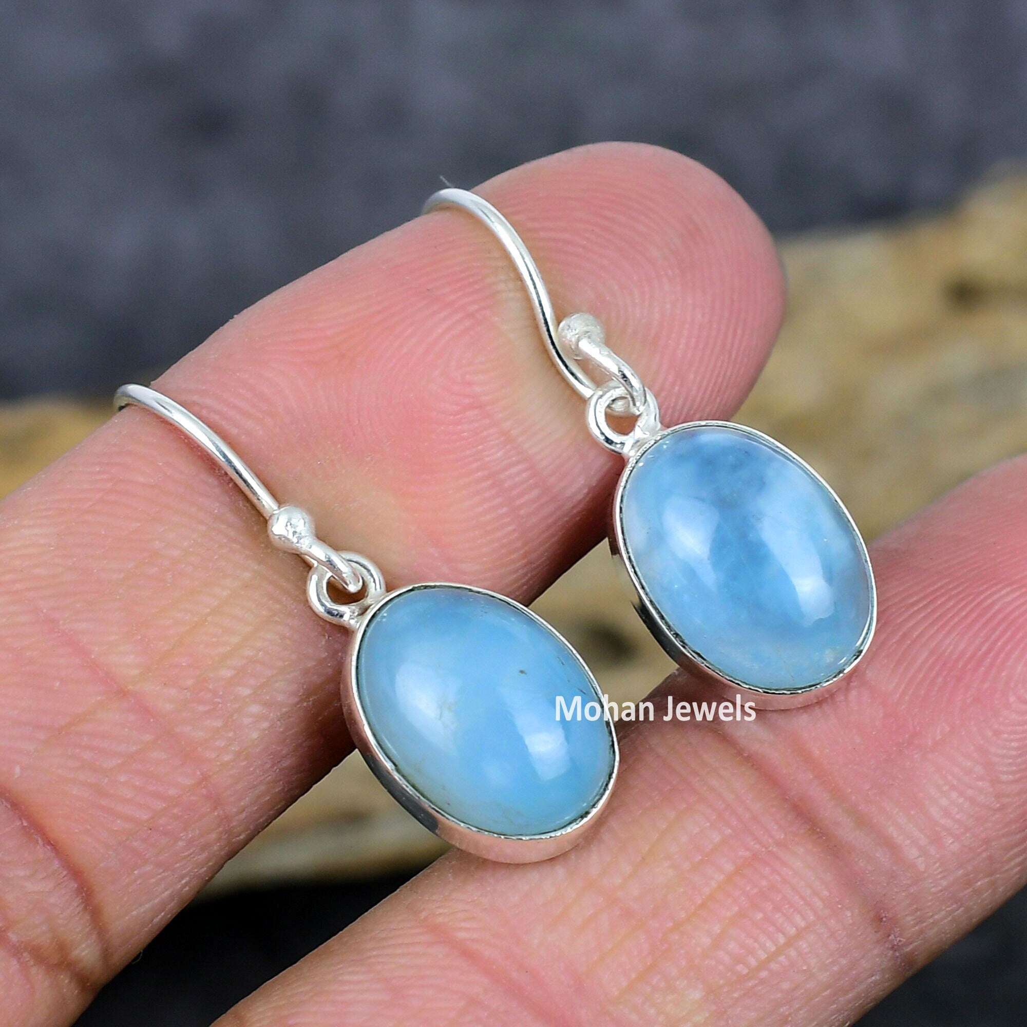 Aquamarine Earrings, Natural Aquamarine Gemstone Silver Plated Handmade Jewelry, 925 Silver Earrings, Birthstone Earring, Dainty Earring