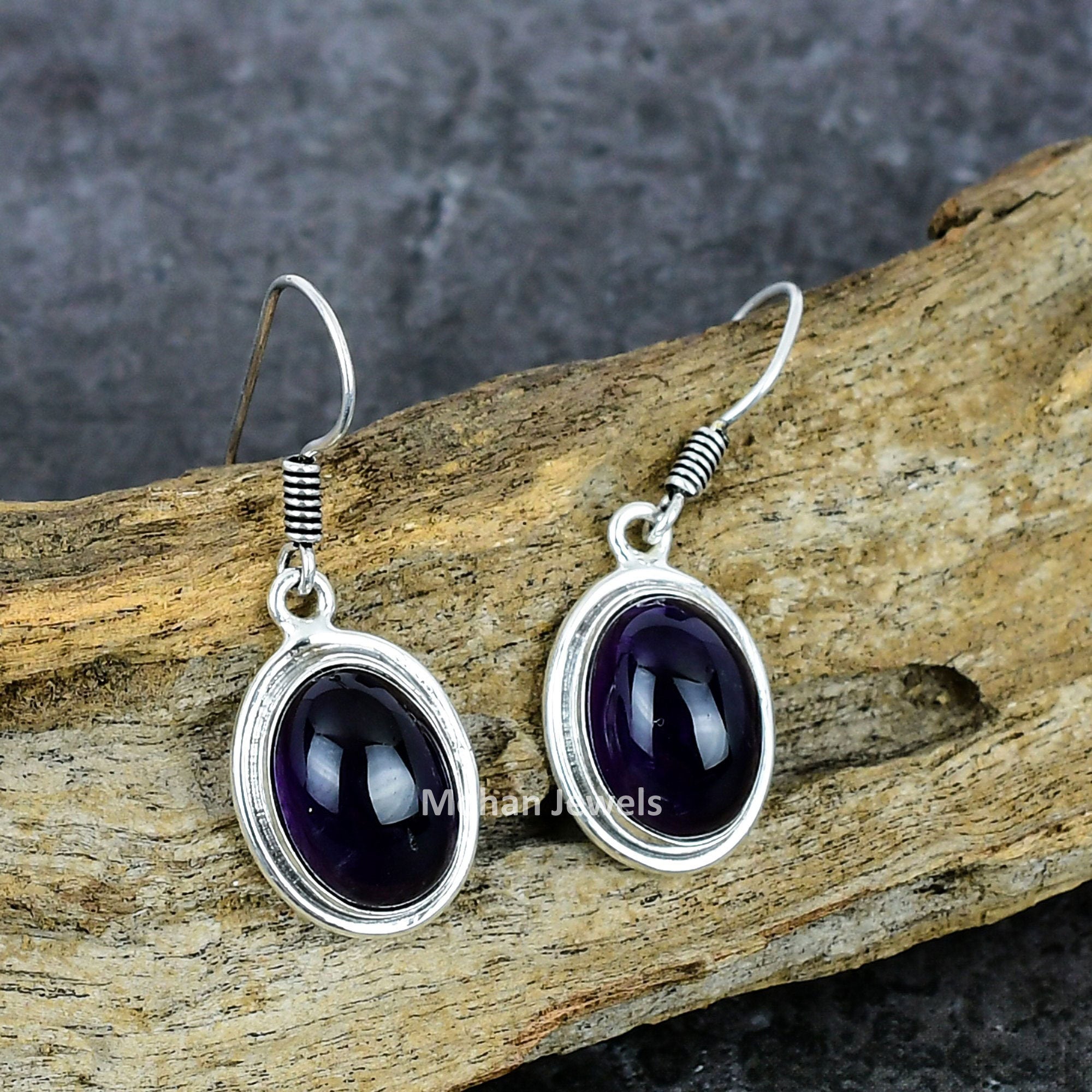 Amethyst Earrings, Silver Plated Handmade Earring, Natural Amethyst Silver Earrings, Healing Gemstone, Birthstone Jewelry, Gift for Mom