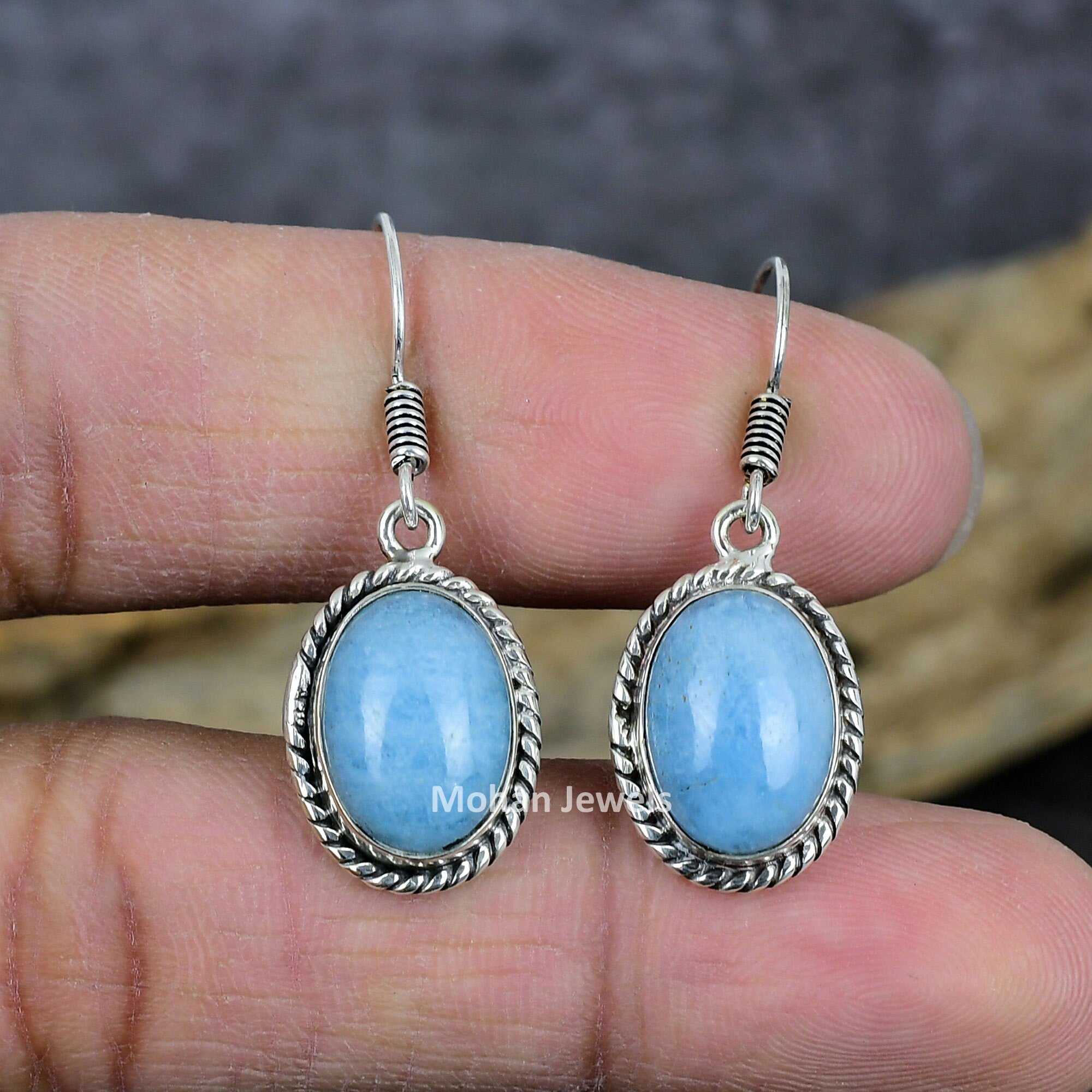 Aquamarine Earrings, Silver Plated Handmade Earring, Natural Aquamarine Gemstone Silver Earrings, Healing Crystal, Daily Wear Jewelry