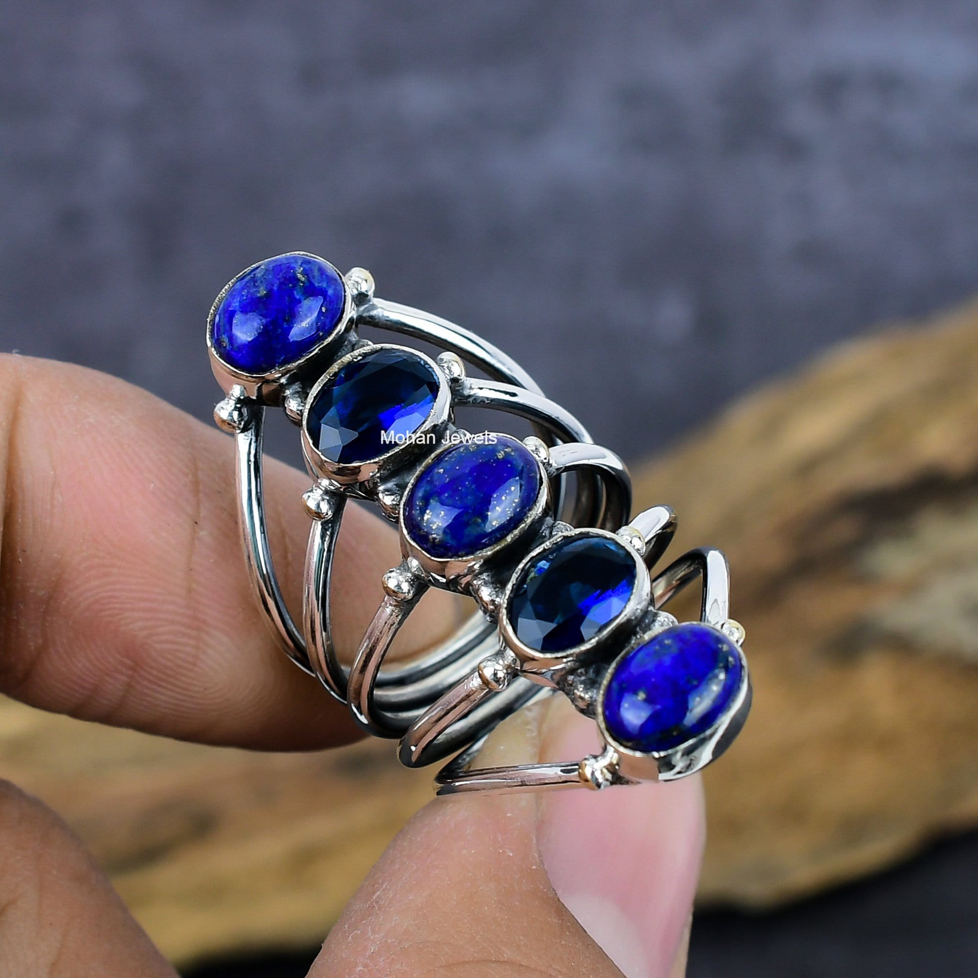 Lapis Lazuli Gemstone Ring, Silver Plated Sapphire Ring, Blue Stone Ring, Handmade Artisan Jewelry, Lapis Ring, Sapphire Silver Ring