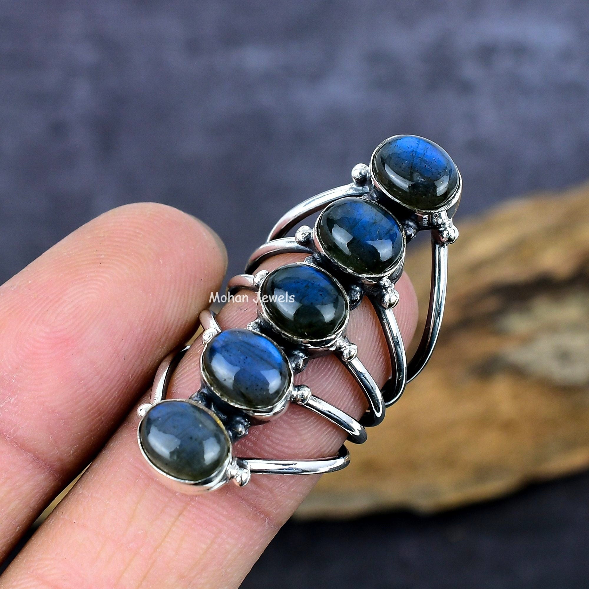 Blue Labradorite Ring, Labradorite Oval Ring, Silver Plated Gemstone Ring, Labradorite Silver Ring, Dainty Ring, Anniversary Gift