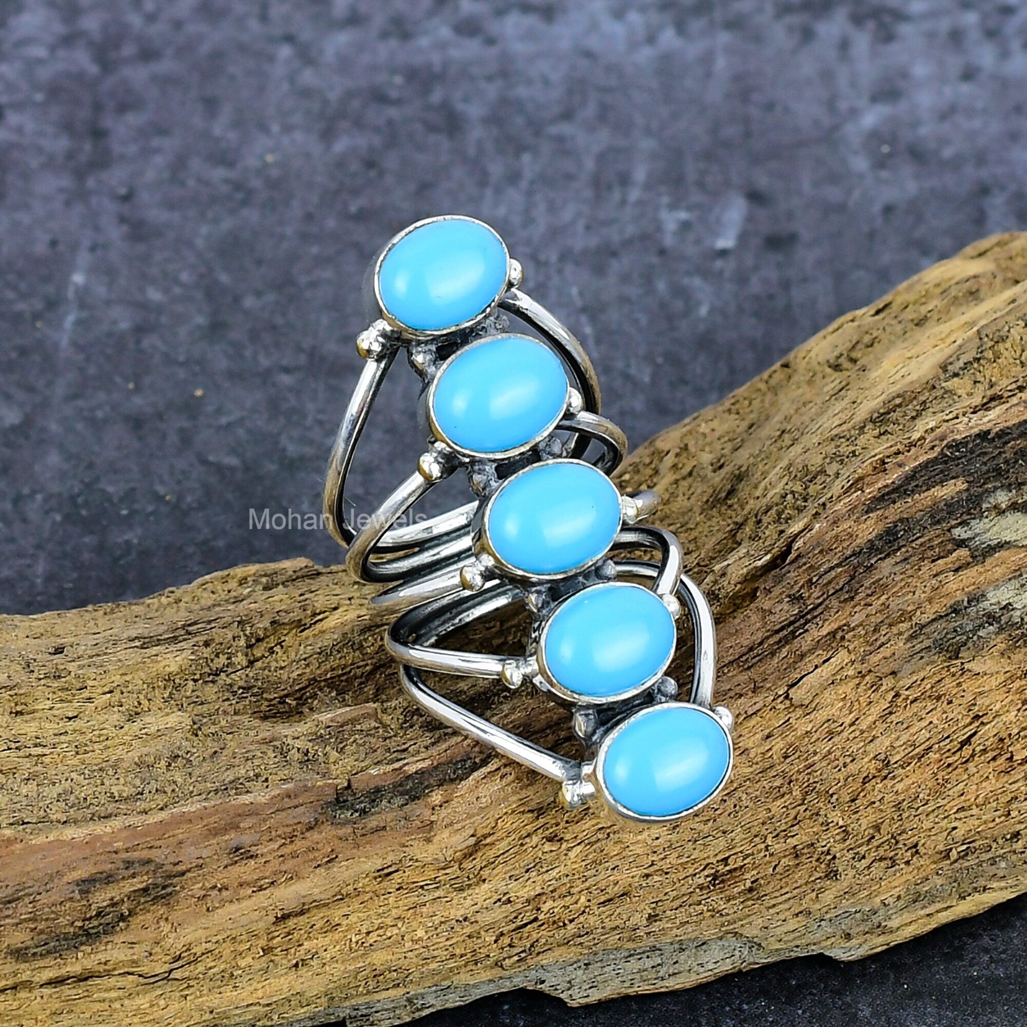 Turquoise Gemstone Ring, Silver Plated Sleeping Beauty Turquoise Ring, Handmade Full Finger Ring, Oval Stone Ring, Healing Crystal Jewelry