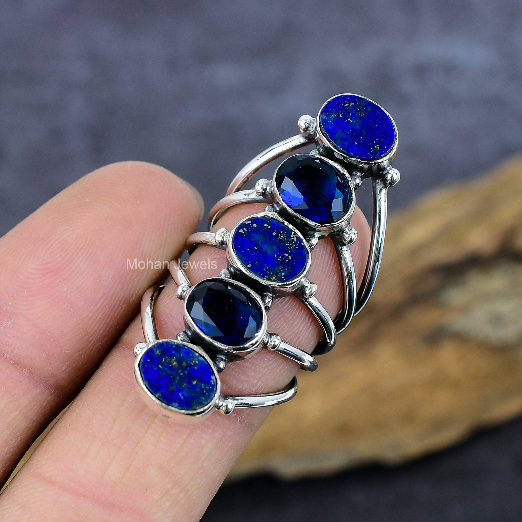 Lapis Gemstone Ring, Silver Plated Sapphire Ring, Blue Stone Ring, Handmade Artisan Jewelry, Lapis Lazuli Ring, Sapphire Silver Ring