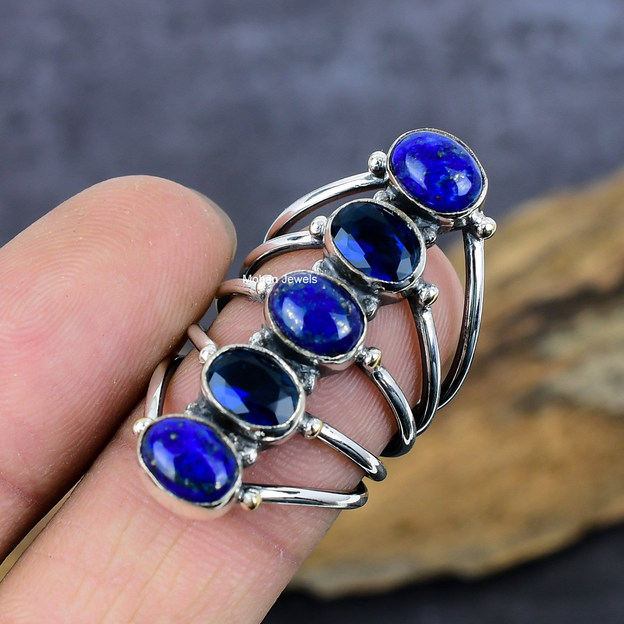 Lapis Lazuli Gemstone Ring, Silver Plated Sapphire Ring, Blue Stone Ring, Handmade Artisan Jewelry, Lapis Ring, Sapphire Silver Ring