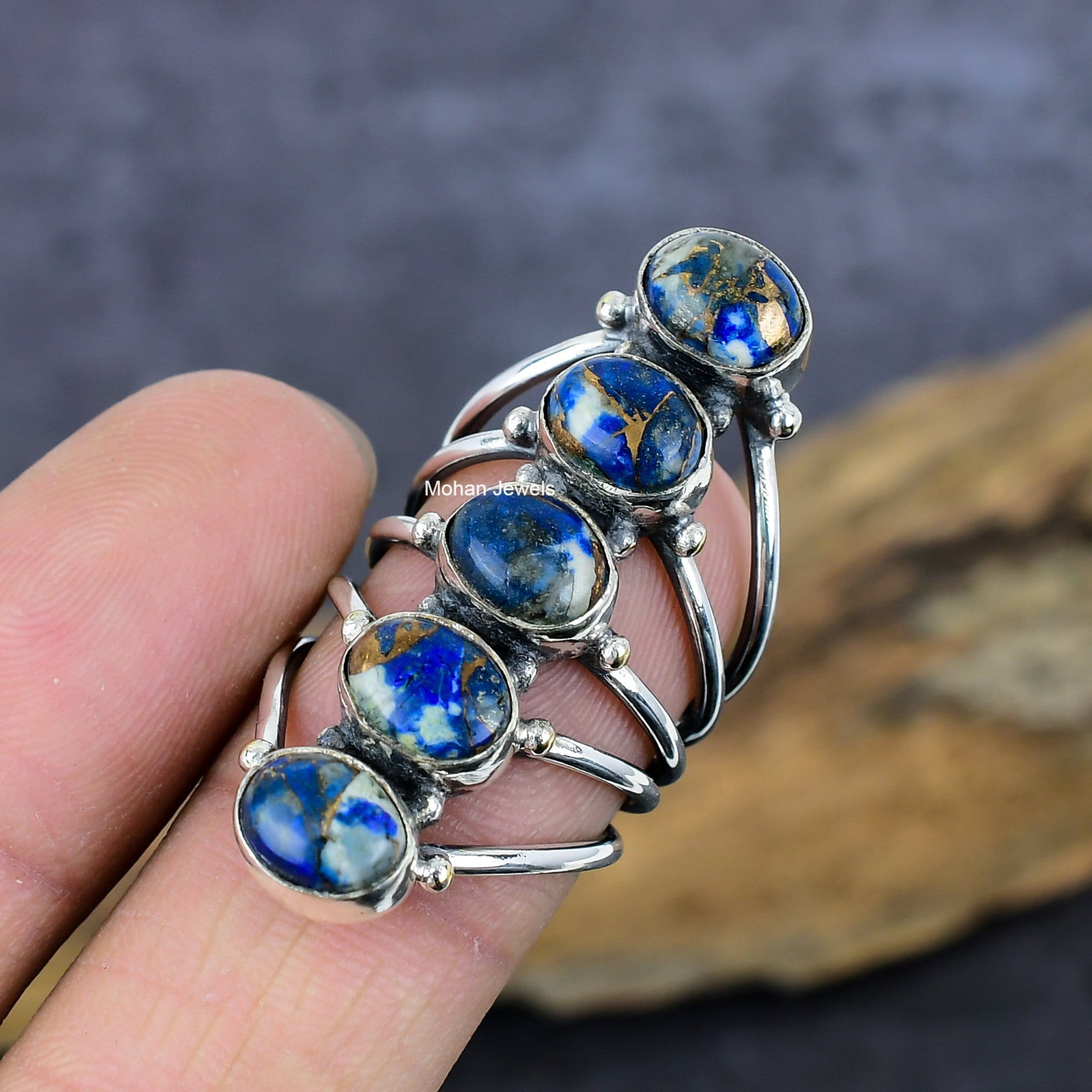 Lapis Gemstone Ring, Lapis Lazuli Ring, Handmade Silver Plated Ring, Oval Stone Ring, Healing Crystal Wedding Jewelry Gift