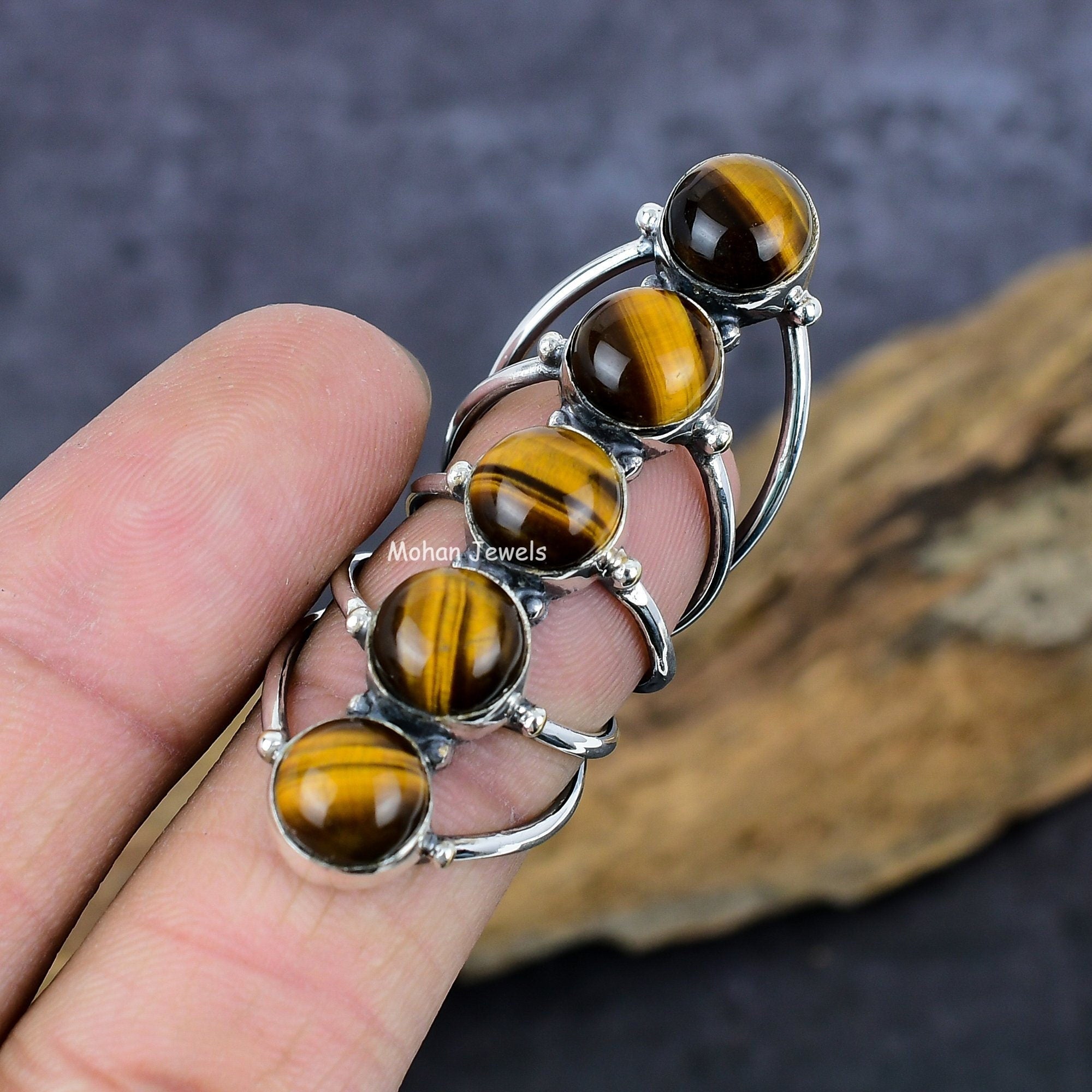 Tigers Eye Ring, Tigers Eye Round Ring, Silver Plated Gemstone Ring, Tigers Eye Silver Ring, Boho Ring, Anniversary Gift